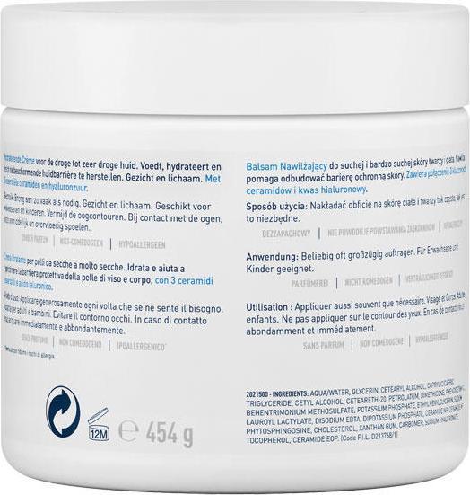 Nährwerte und Zutaten CeraVe Feuchtigkeitscreme (Körpercreme, 454 ml)