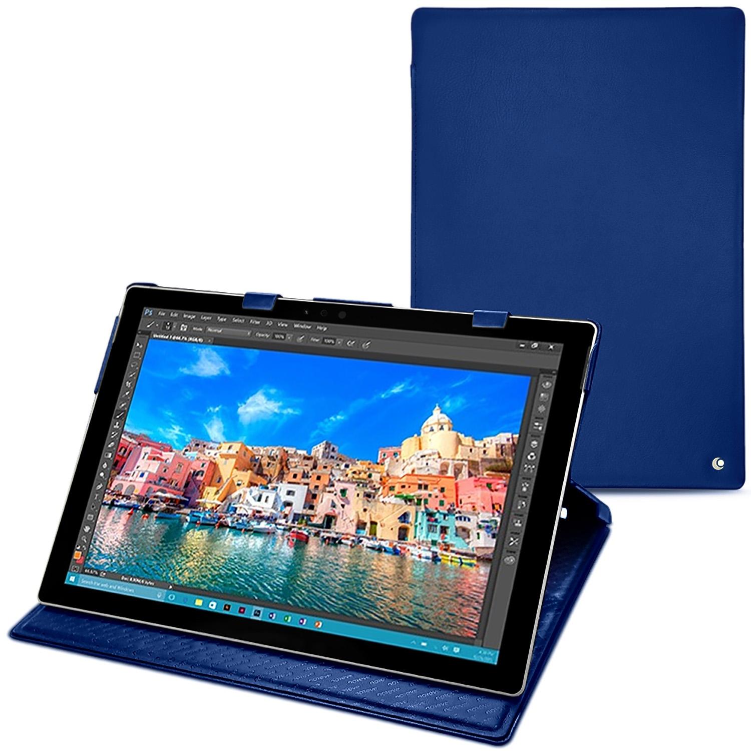 Noreve Lederschutzhülle vertikal (Microsoft Surface Pro 4), Tablet Hülle, Blau