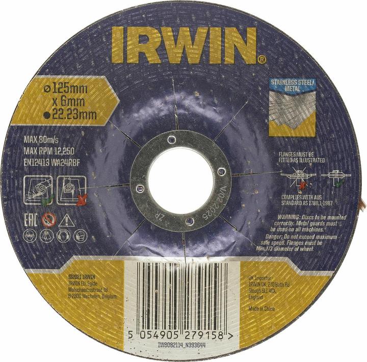 Actual product image Irwin Metal grinding plate/stainless steel convex 125 mm x 6.0 mm x 22.23 mm