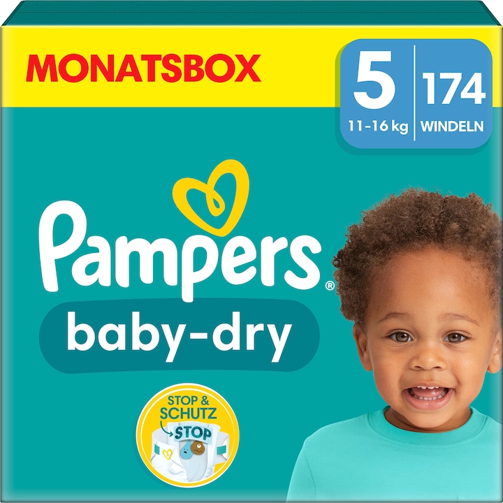 Pampers Baby-Dry (Taille 5, Pack mensuel, 174 pièce(s))