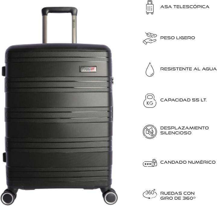 Image du produit Coronel Tapiocca Valise cabine robuste avec roues multidirectionnelles et serrure intégrée (52 l)