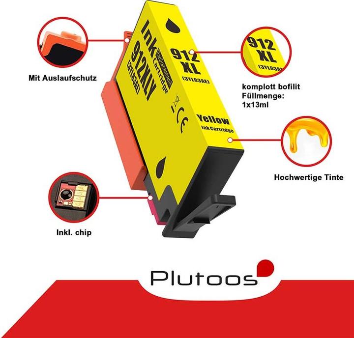 Actual product image Plutoos HP 912XXL HP 912XL Cartridges XXL compatible (M, C, Y, FC)