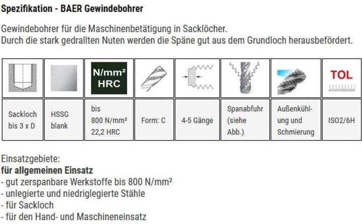 Actual product image Baercoil Gewindeschneider-Set HSSG