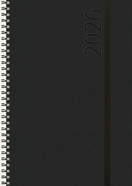 Produktbild Buchkalender Wochentimer Spirale schwarz 2026 (A5, Englisch, Französisch)