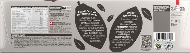 Valori nutrizionali e ingredienti Cailler Tavoletta di cioccolato Crémant Dark 300 g (315 g)