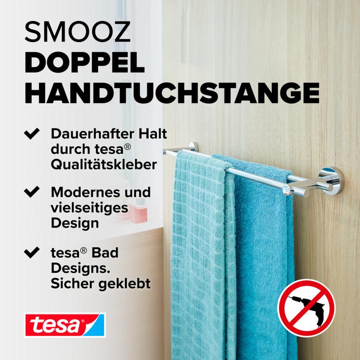 Actual product image tesa SMOOZ Towel rail two-arm incl. adhesive solution without drilling