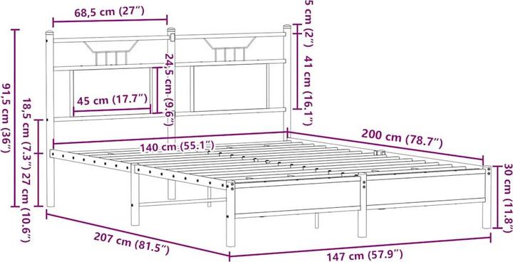 Image du produit vidaXL Bettgestell (140 x 200 cm)