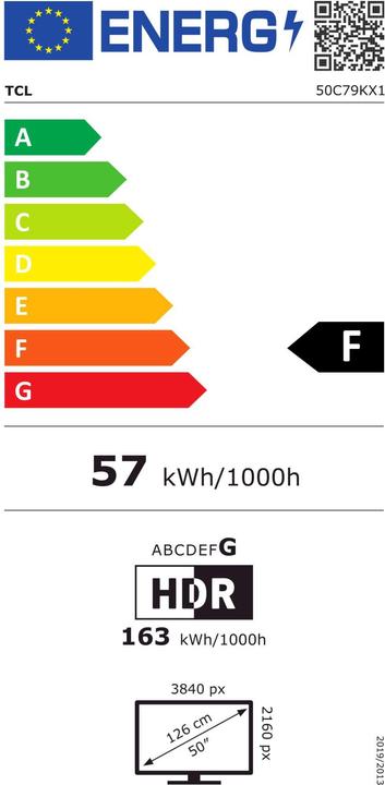 Energie-Label TCL 50C79K (50", Mini-LED, 4K, 2025)