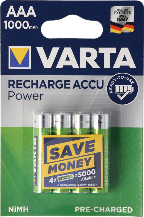 Immagine prodotto Varta Recharge Accu Power (4 pz., AAA, 1000 mAh)