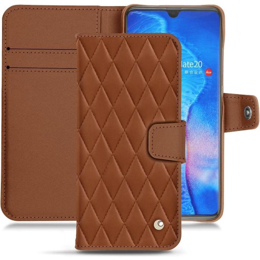 Noreve Lederschutzhülle Wallet (Huawei Mate 20), Smartphone Hülle, Braun