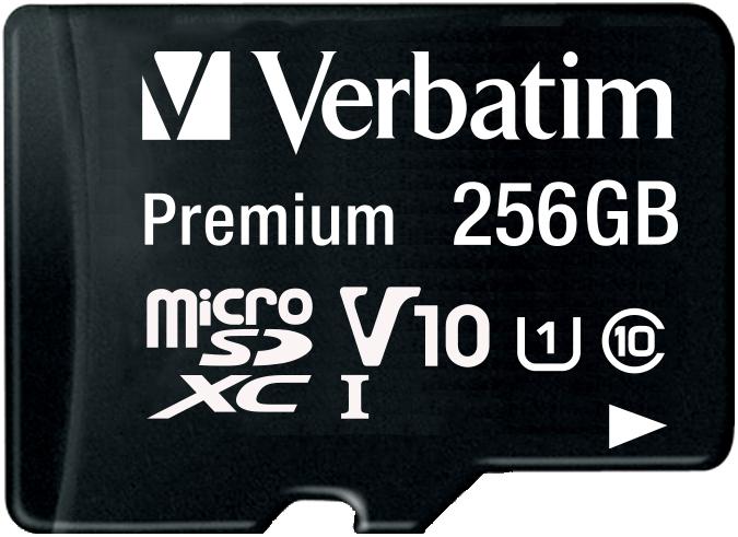 Actual product image Verbatim MicroSDXC Class 10 UHS-I with adapter (256 GB, microSDXC, U1, UHS-I)