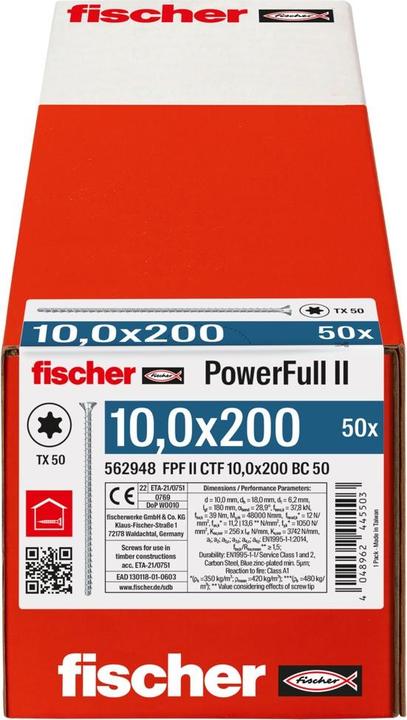Produktbild Fischer PowerFull II 10,0x200 SK TX VG blvz 50 (50 Schrauben pro Stück)