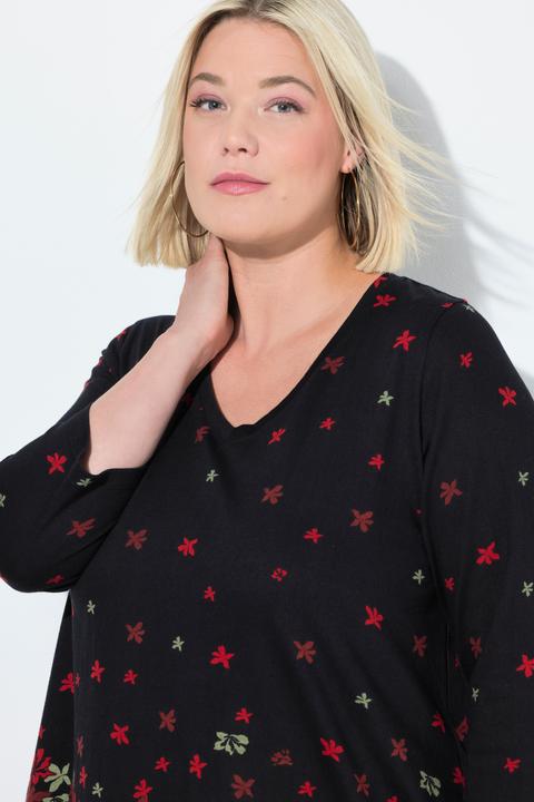 Produktbild Ulla Popken Longshirt, bedruckt, A-Linie, V-Ausschnitt, 3/4-Arm (58)