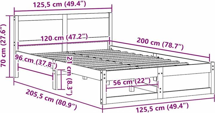 Actual product image vidaXL Bedstead (120 x 200 cm)