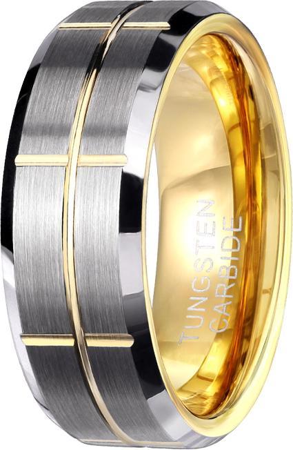 Actual product image Star Piercing Gold-plated ring, brushed in the centre with grooved crosses (69)