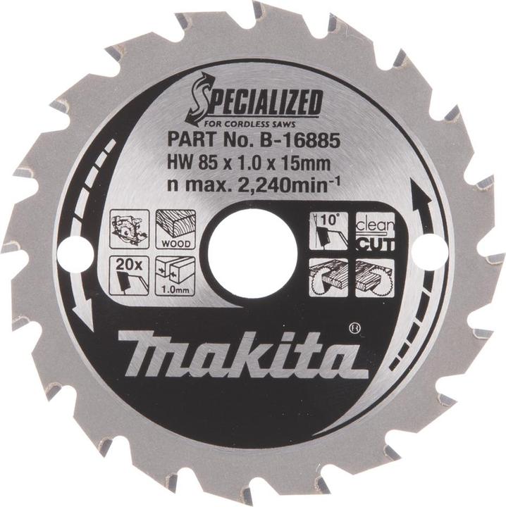 Immagine prodotto Makita B-16885 T.C.T. pjūklas 85X1X15mm 10° T20 SPECIALIZZATO akum. diskiniams pjūklams