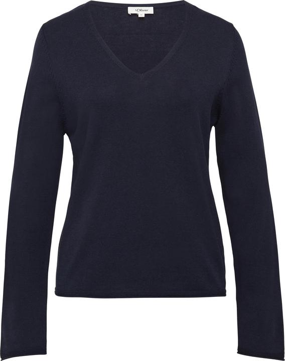 Produktbild S.Oliver Strickpullover Feinstrickpullover mit V-Ausschnitt und Rollkante am Saum (38)