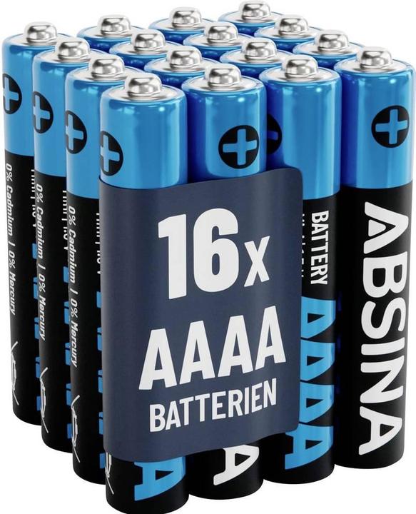 Absina Mini (AAAA) pile Mini (AAAA) alcaline manganèse 1.5 V 500 16 pcs. (16 pcs, AAAA, 500 mAh)