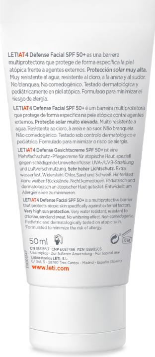 Immagine prodotto Leti LETIAT4 Defense Face Cream SPF 50+, 50 ml Crema, 50 ml Crema (Crema solare viso, SPF 50+, 50 ml)