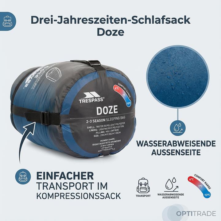 Actual product image Trespass DOZE 3 Seasons Sleeping Bag (230 cm)