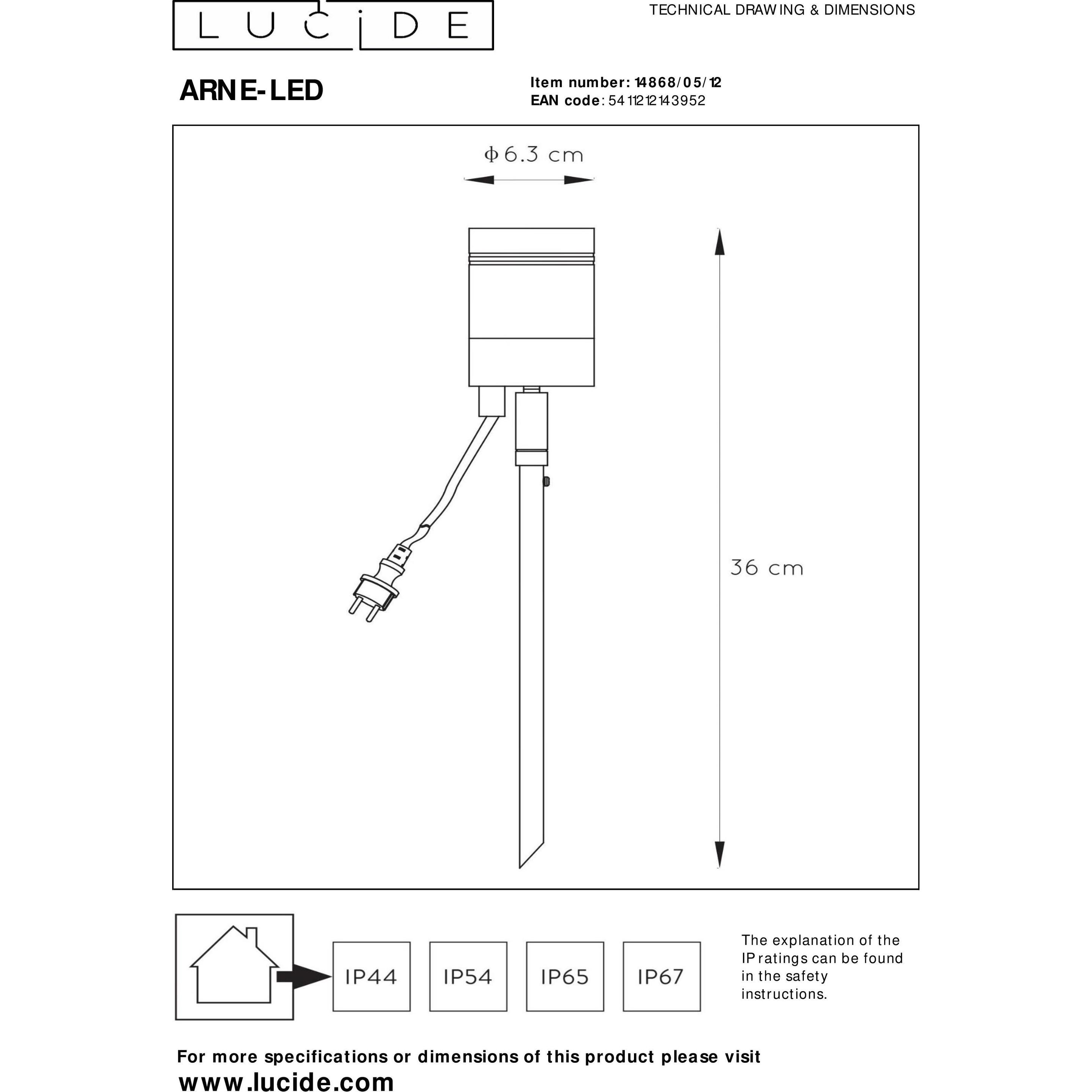 Thumbnail - Lucide, Gartenbeleuchtung, Arne (350 lm, GU10, IP44)