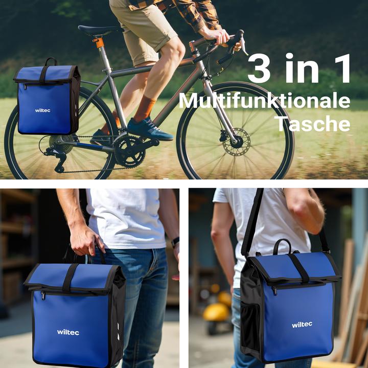 Produktbild Wiltec Gepäckträgertasche blau 22l Fahrradtasche Gepäckträger Gepäcktasche (22 l, Gepäckträgertasche)