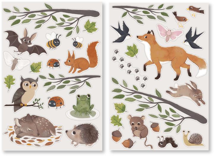 Filibabba - Forest Friends Wallstickers - Flerfarvet - 12-48 M (FI-03822) (44 x 30 cm)