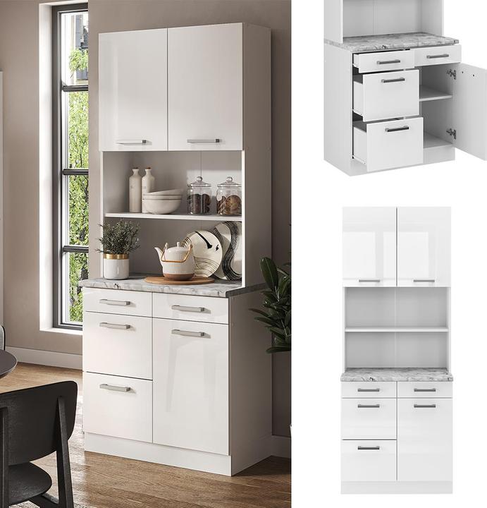 Actual product image Vicco Kitchen block R-Line, White High Gloss, 80 cm With worktop (80 x 60 x 206 cm)