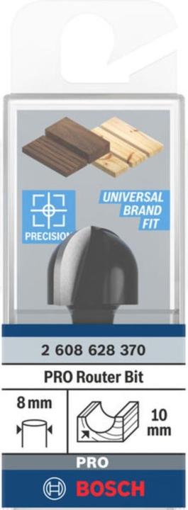 Produktbild Bosch Professional Zubehör Hohlkehlfräser, 8 mm, R1 10 mm, D 20 mm, L 12,4 mm, G 46 mm