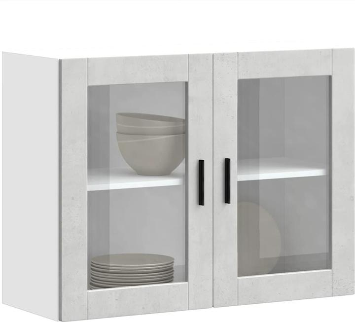 Actual product image VidaXL Kitchen wall unit with glass door Porto concrete grey Kitchen wall unit (80 x 31 x 60 cm)