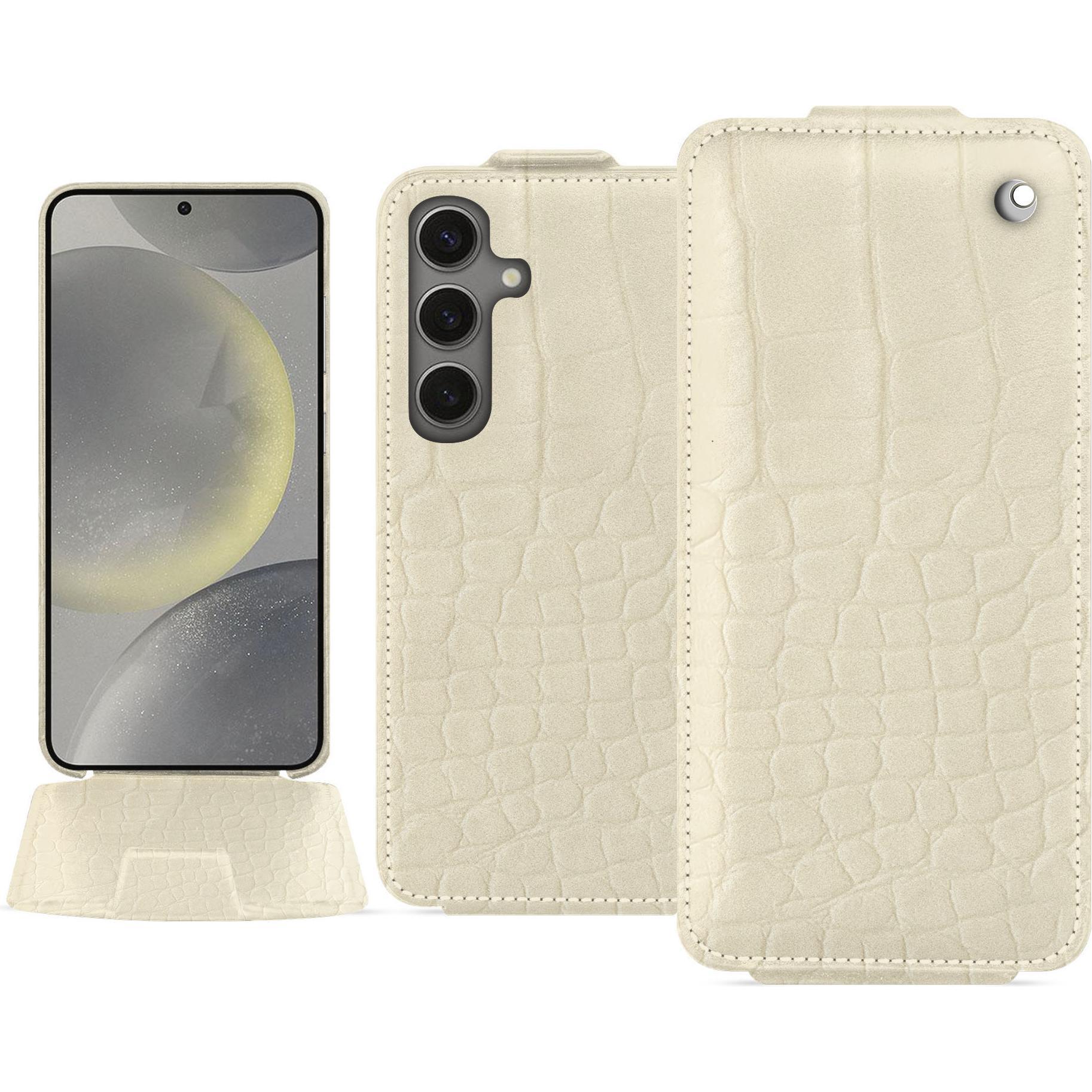 Thumbnail - Noreve Lederschutzhülle vertikal (Samsung Galaxy S24), Smartphone Hülle, Beige