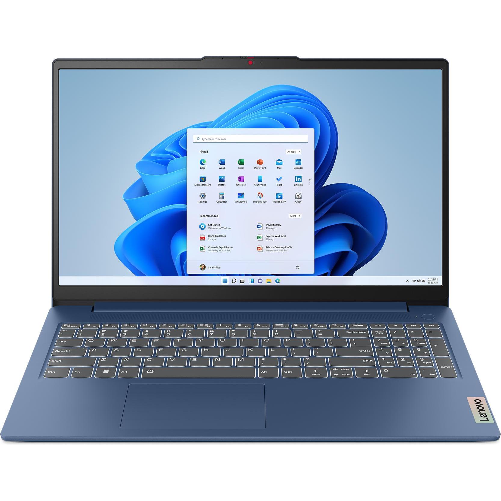 Lenovo IdeaPad Slim 3 (15.60", 512 GB, 16 GB, DE, AMD Ryzen 5 7520U), Notebook, Blau