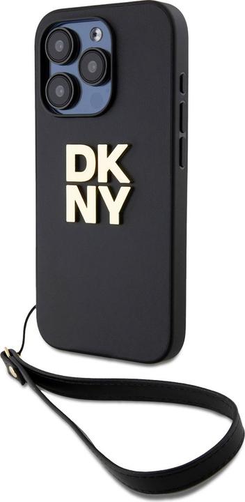Actual product image DKNY DKHCP15XPBSWSK iPhone 15 Pro Max 6.7" czarny/black hardcase Wrist Strap Stock Logo (Apple iPhone 15 Pro Max)