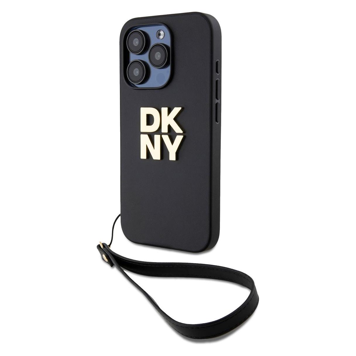 Dkny DKHCP14XPBSWSK IPhone 14 Pro Max 6.7" Czarny/black Hardcase Wrist Strap Stock Logo (Apple IPhone 14 Pro Max), Smartphone Hülle, Schwarz