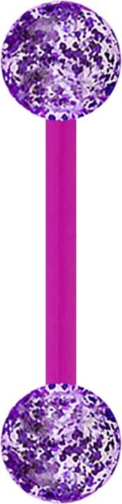 Actual product image Star Piercing Micro Banana with two Glitter Balls purple (without brass, Acrylic)