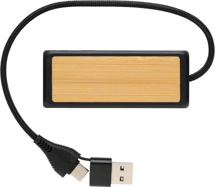 Actual product image Xd Collection Link Bamboo USB Hub (USB-C, USB-A, 3 Ports)