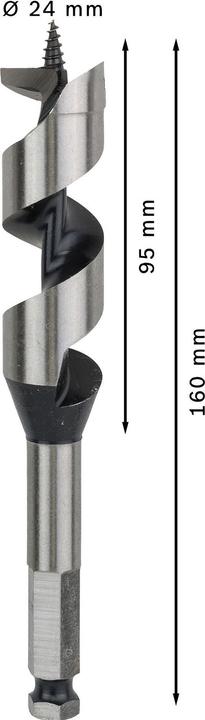 Actual product image Bosch Professional Zubehör PRO Wood Wood auger bit, 24 x 95 x 160 mm (11.1 mm)