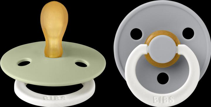 Actual product image Bibs Nuggi Colour 2 PACK Latex Symmetrical 0-6m Sage GLOW Cloud GLOW (2 x, up to 6 M.)