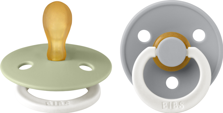 Actual product image Bibs Nuggi Colour 2 PACK Latex Symmetrical 0-6m Sage GLOW Cloud GLOW (2 x, up to 6 M.)