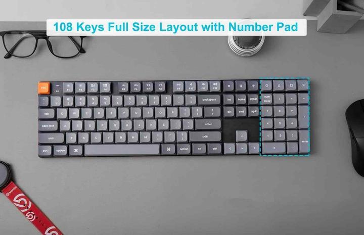 Produktbild Keychron K5 Max RGB Red Switch Kabellose Low-Profile-Tastatur (schwarz) (K5M-H1). (Kabelgebunden, Kabellos)