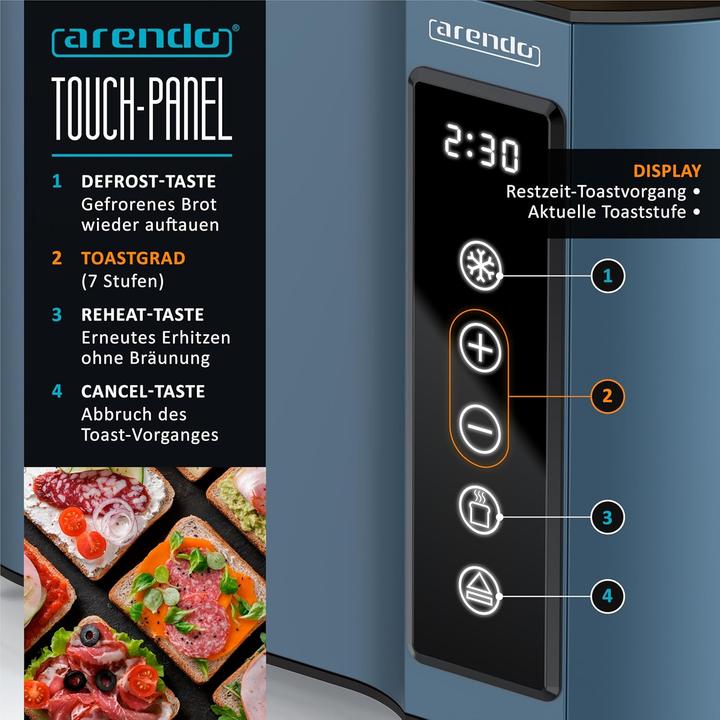 Produktbild Arendo Toaster mit Display und 7 Bräunungsstufen