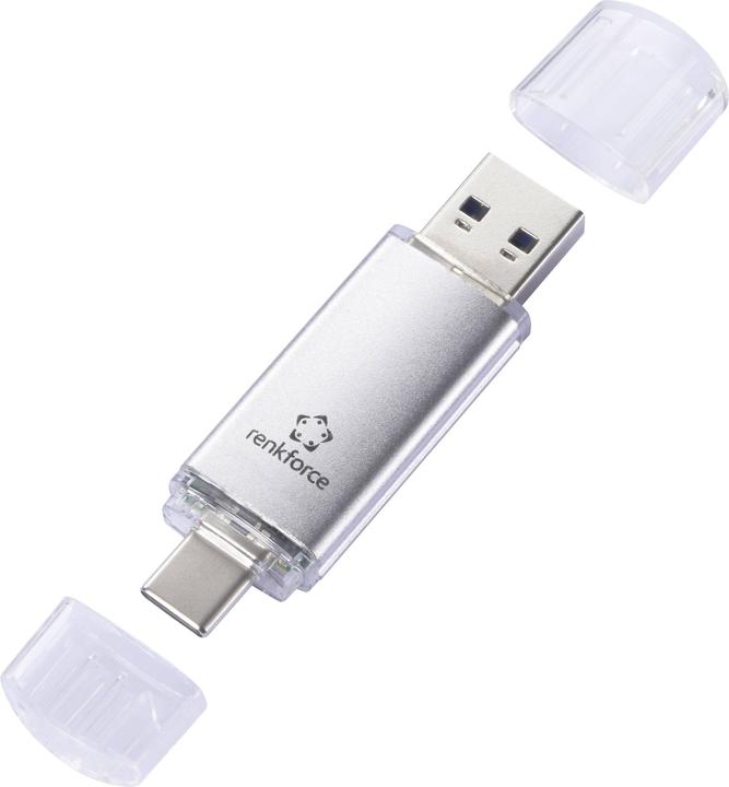 Image du produit Renkforce RF-USBOS-230 Clé USB Retail 64 Go argentée RF-6688140 USB 3.0, USB-C®. (64 Go, USB-C)