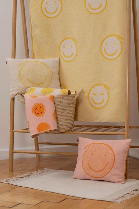 Actual product image David Fussenegger Babydecke Happy Faces mS orang (90 x 70 cm)