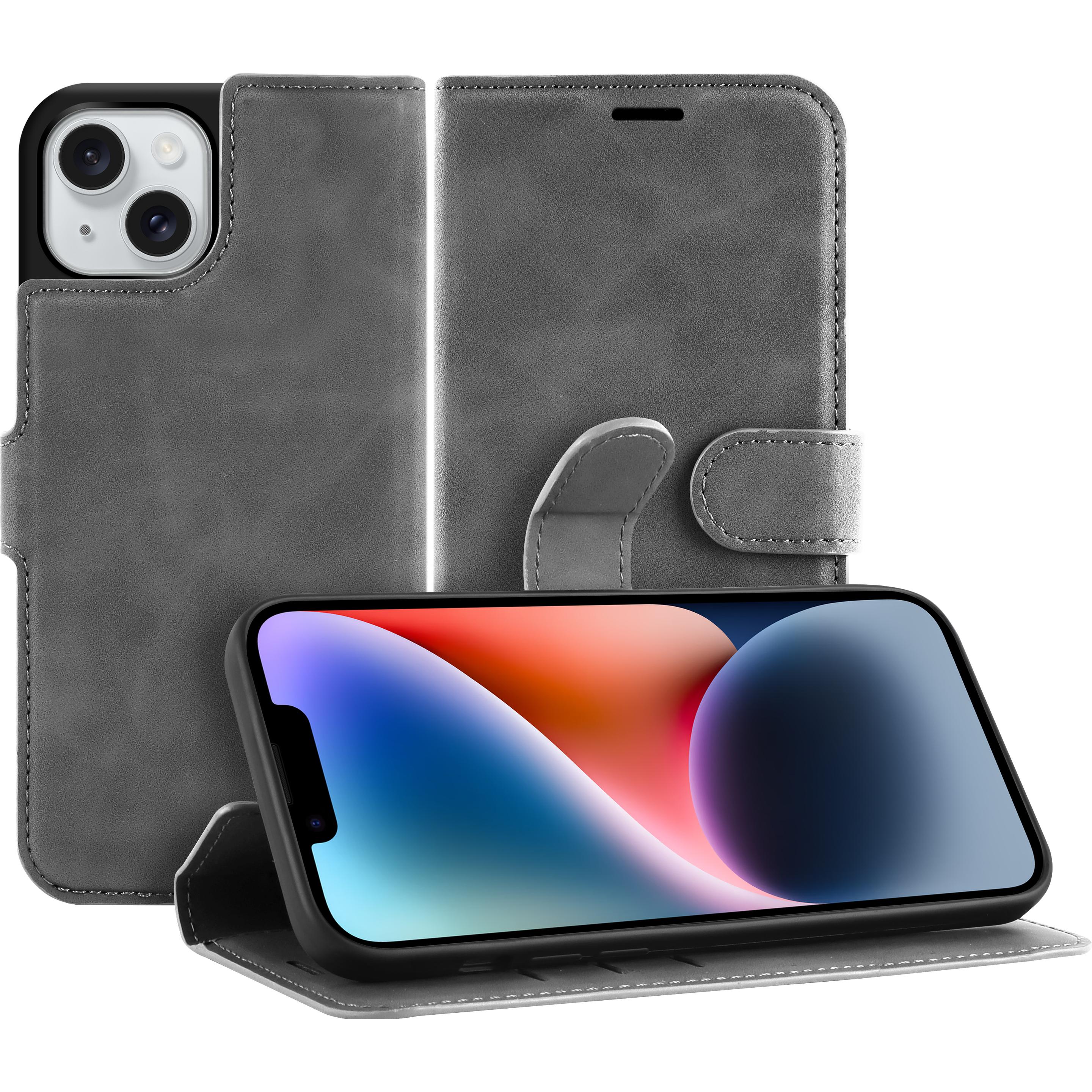 Cazy Premium-Geldbörsen-Etui für iPhone 14, Magnetisches Geldbörsen-Etui, Kartenfächer, Ständer - Grau (Apple iPhone 14)...