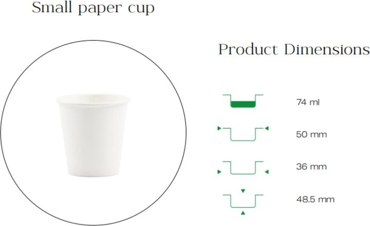 Produktbild TeCup Pappbecher, Trinkbecher, Heissgetränk, Kaffeebecher 2.5 oz (74 ml) (200 x)