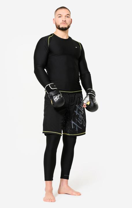 Produktbild Domyos Langarmshirt Rashguard MMA Grappling Herren - schwarz/gelb (M)