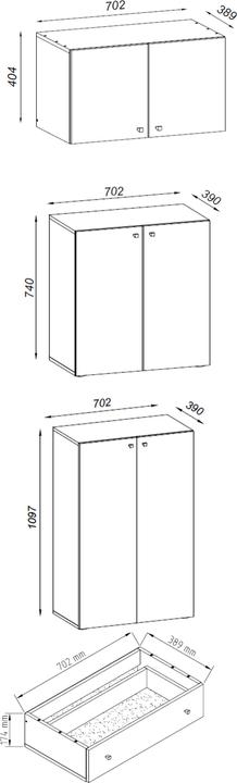 Nährwerte und Zutaten VCM Büroschrank Aktenschrank Lona 5-fach Schublade Tür (70 x 39 x 240 cm)