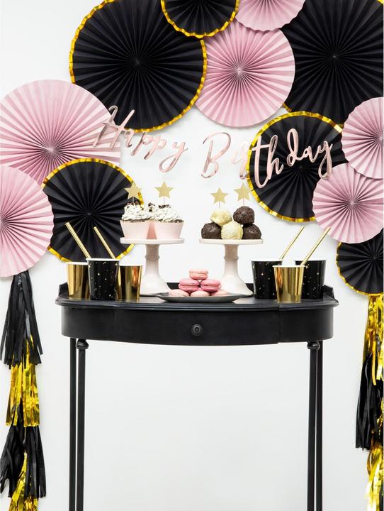 Produktbild Partydeco Girlande Pompons Schwarz und Gold (1 Stück)