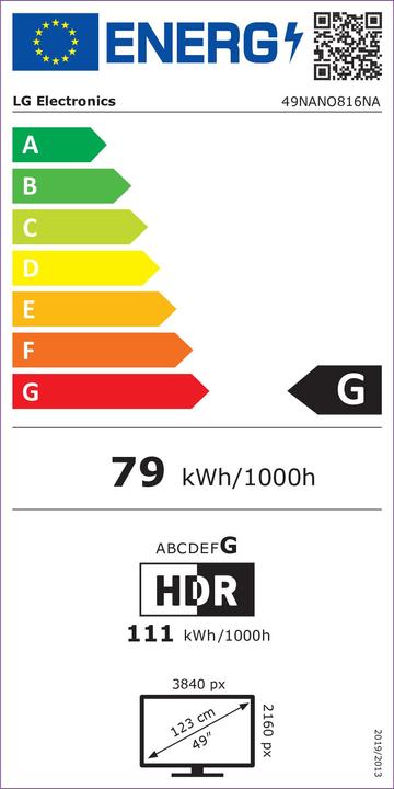 Energie-Label LG 49NANO816 (49", Nano-Cell, 4K, 2020)