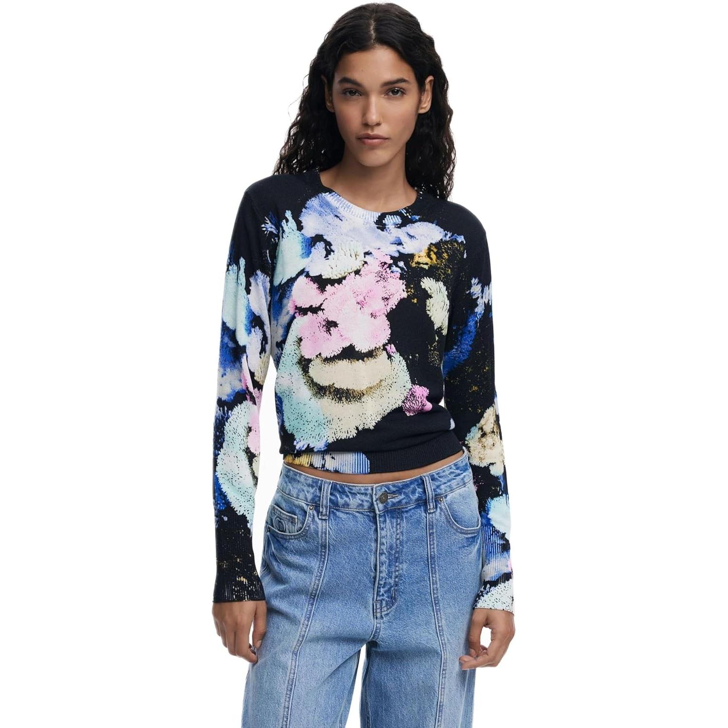 Desigual Donna Nero Donne, Felpa + Maglione, Maglia (S)